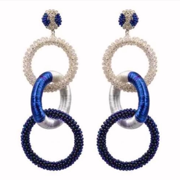 🌺🎉HP🎉🌺 NWT Deepa Gurnani Beaded Triple Hoop Chandeliers - Picture 13 of 13